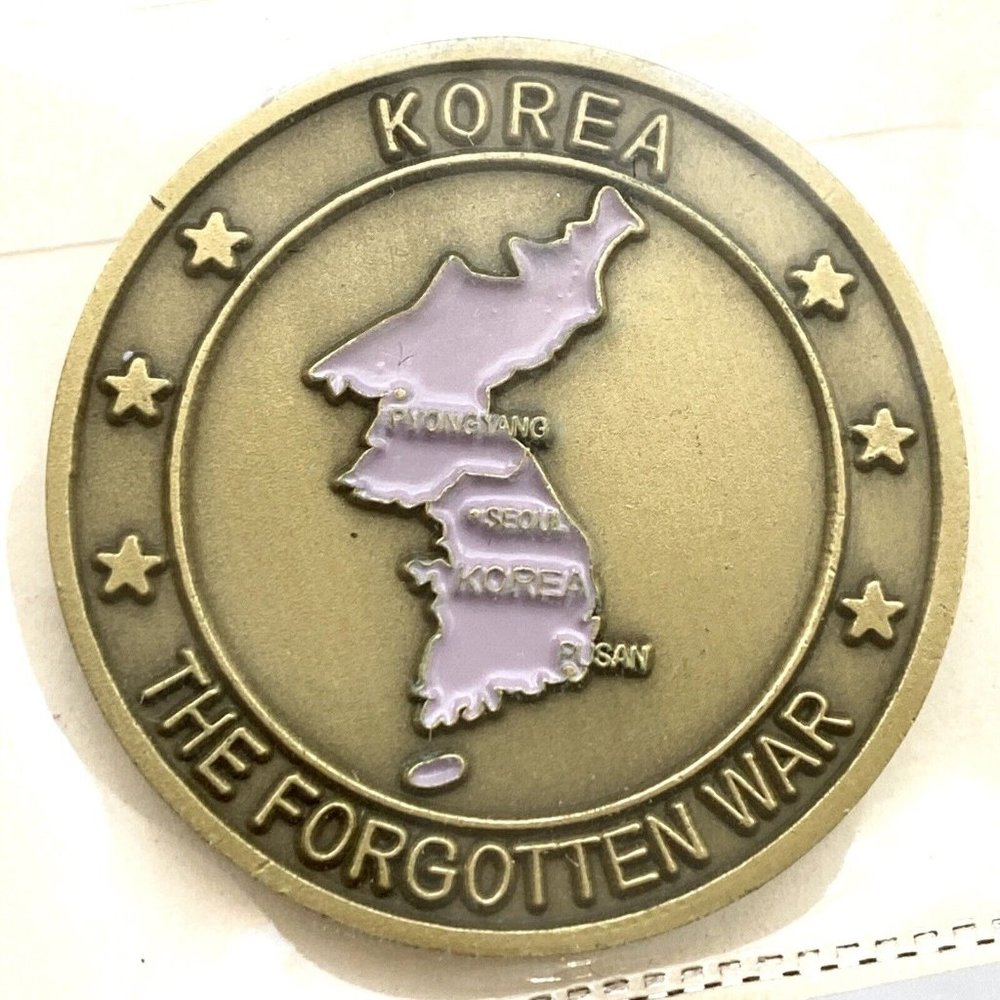 Korean War Veteran 1950-1953 "The Forgotten War" Challenge Coin & Plastic Case